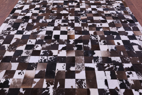 Brown & White Patchwork Natural Cowhide Rug - 6' 7