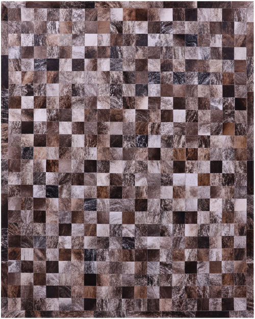Brown & White Brindle Patchwork Natural Cowhide Rug - 6' 7