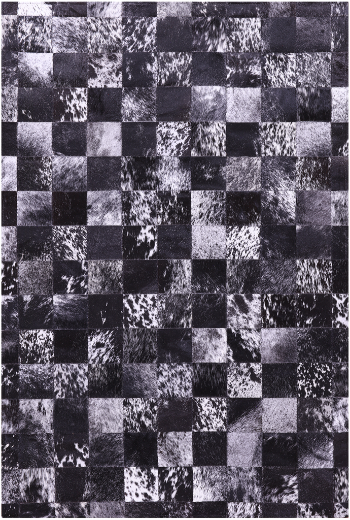 Black Salt & Pepper Patchwork Natural Cowhide Rug - 3' 4" x 5' 0"