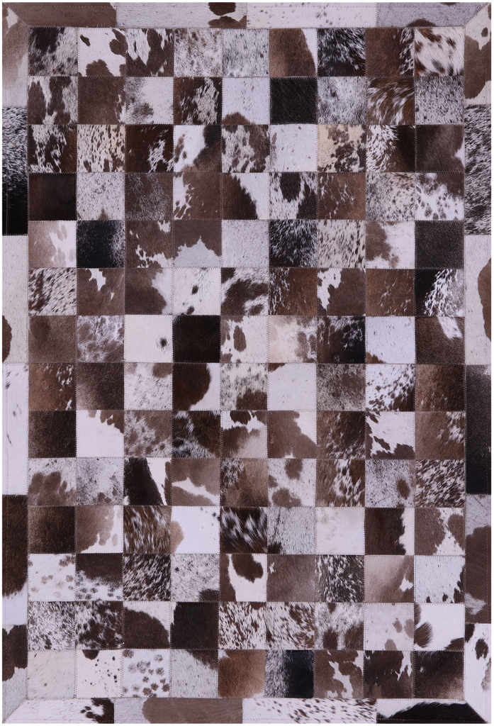 Brown & White Patchwork Natural Cowhide Rug - 3' 4" x 5' 0"