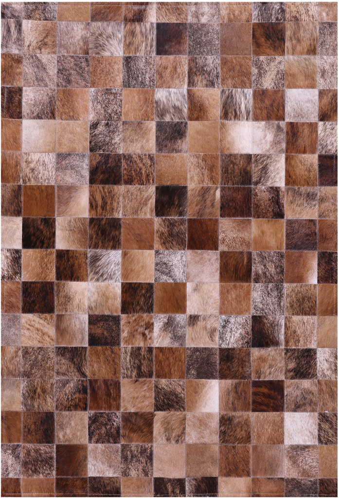 Brown Brindle Patchwork Natural Cowhide Rug - 3' 4" x 5' 0"