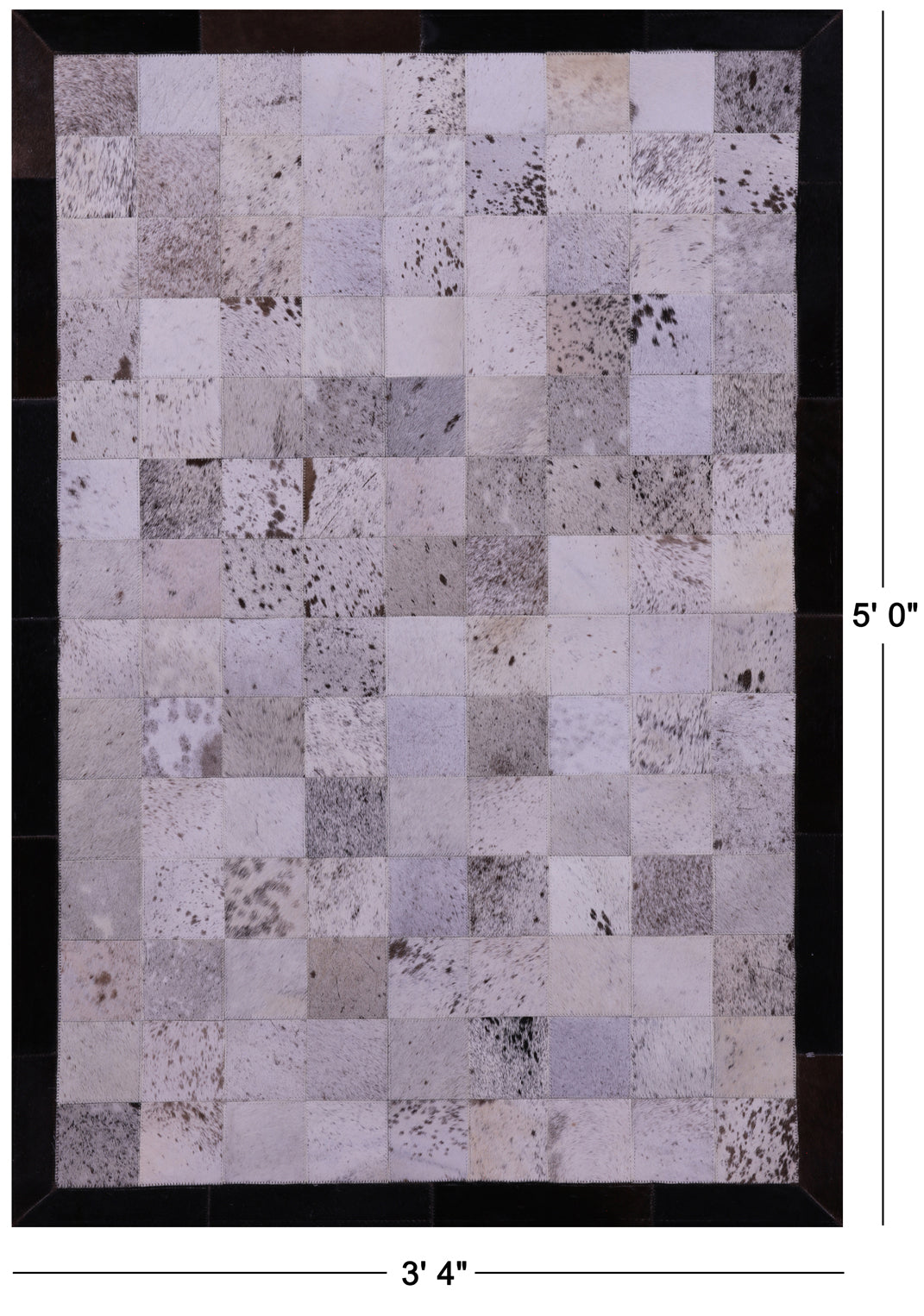 Salt & Pepper Patchwork Brown & White Natural Cowhide Rug - 3' 4" x 5' 0"