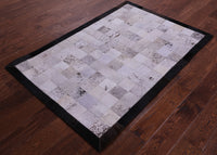 Thumbnail for Salt & Pepper Patchwork Brown & White Natural Cowhide Rug - 3' 4