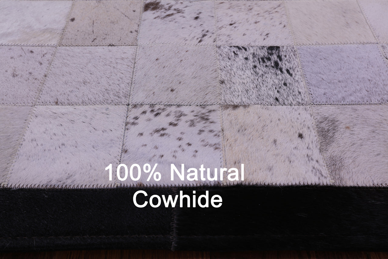 Salt & Pepper Patchwork Brown & White Natural Cowhide Rug - 3' 4" x 5' 0"