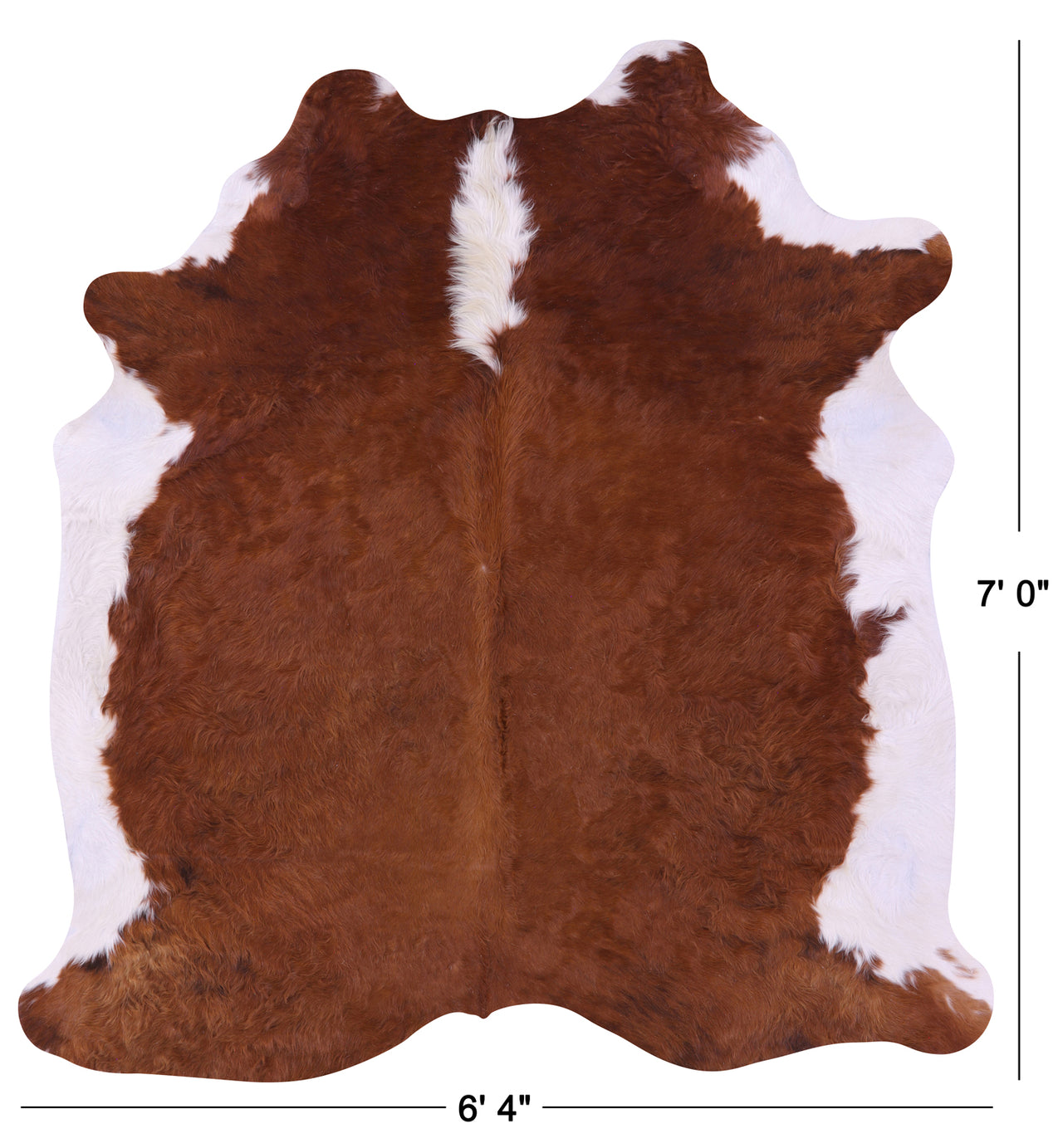 Brown & White Natural Cowhide Rug - X-Large 7' 0"H x 6' 4"W