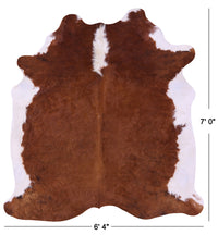 Thumbnail for Brown & White Natural Cowhide Rug - X-Large 7' 0