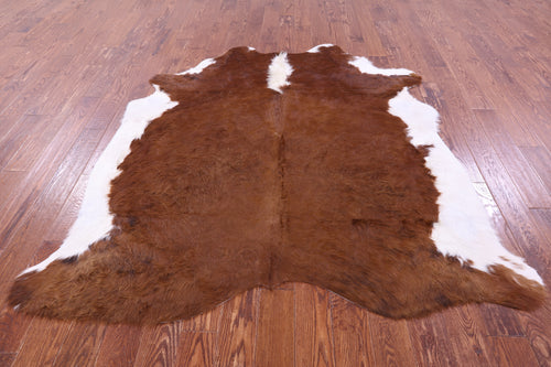 Brown & White Natural Cowhide Rug - X-Large 7' 0
