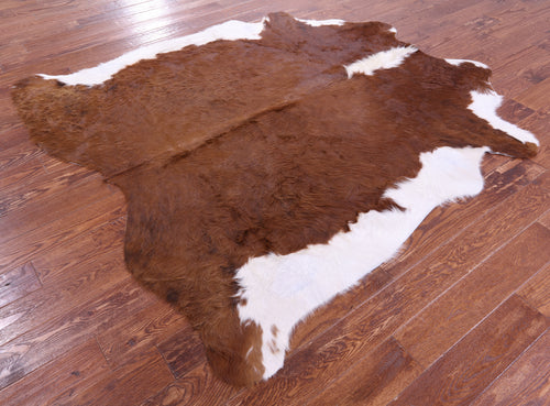 Brown & White Natural Cowhide Rug - X-Large 7' 0