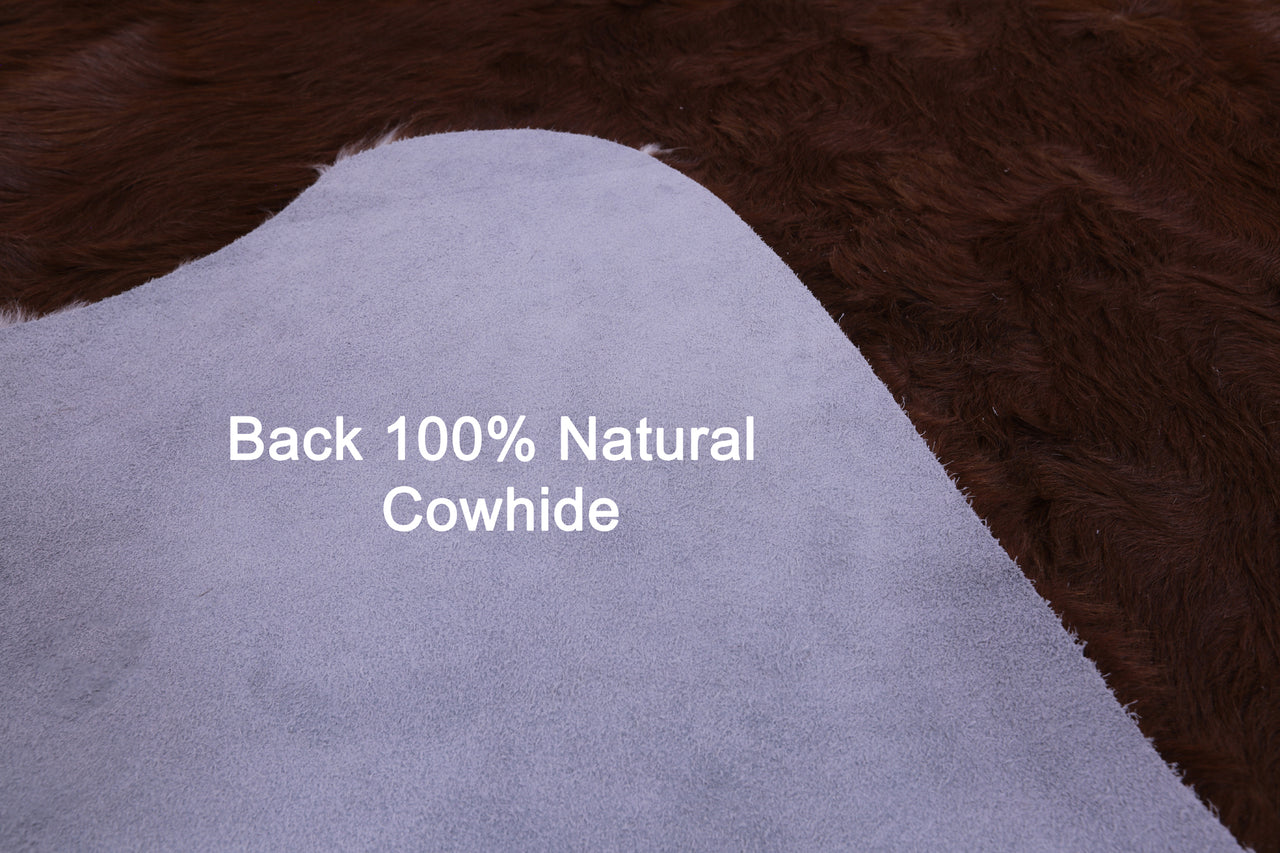 Brown & White Natural Cowhide Rug - X-Large 7' 0"H x 6' 4"W