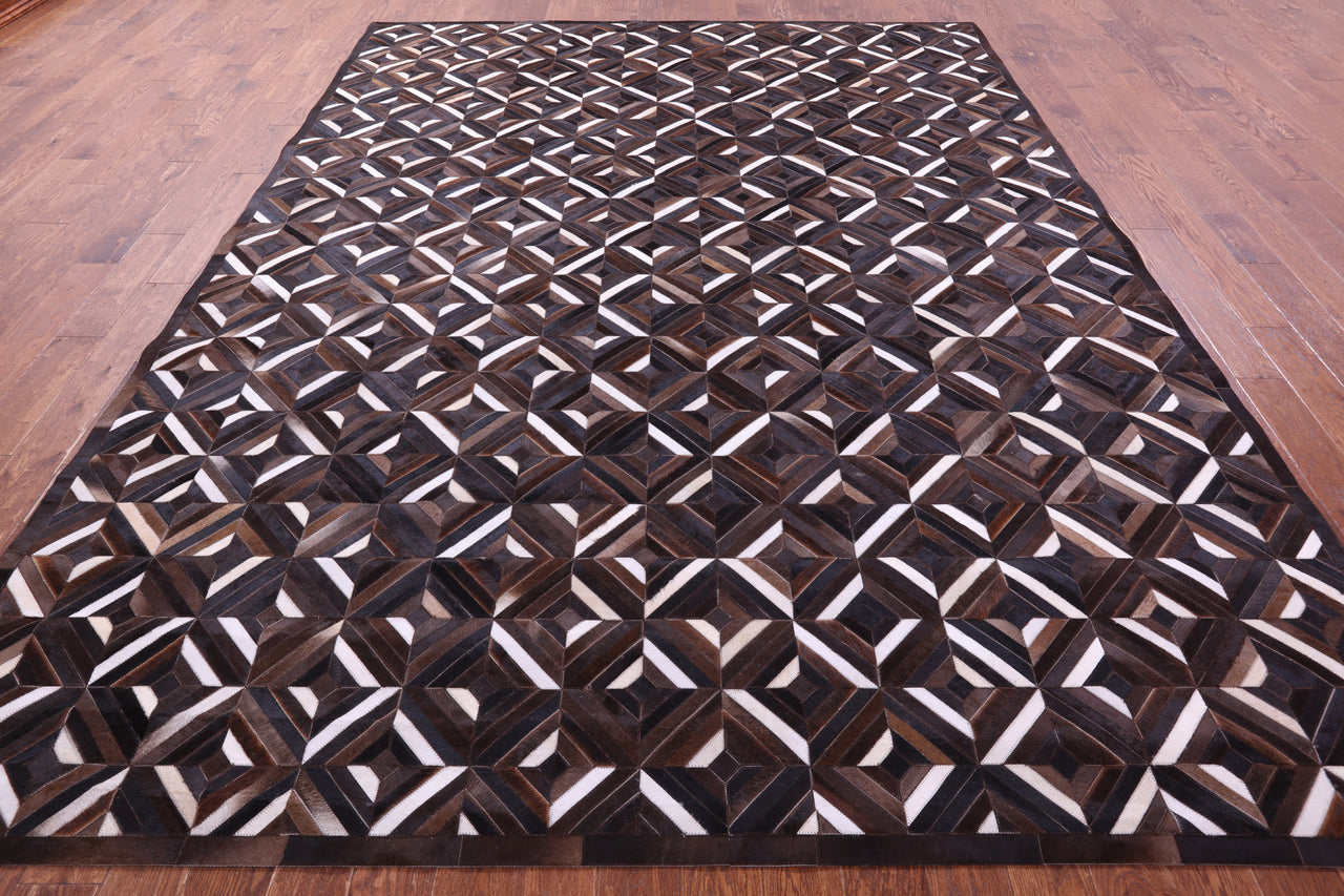 Brown Patchwork Natural Cowhide Rug - 9' 0" x 12' 0"