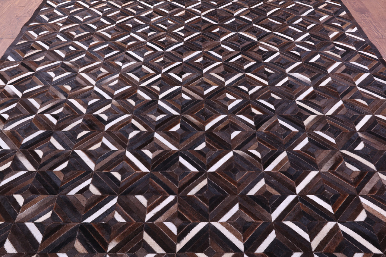 Brown Patchwork Natural Cowhide Rug - 9' 0" x 12' 0"