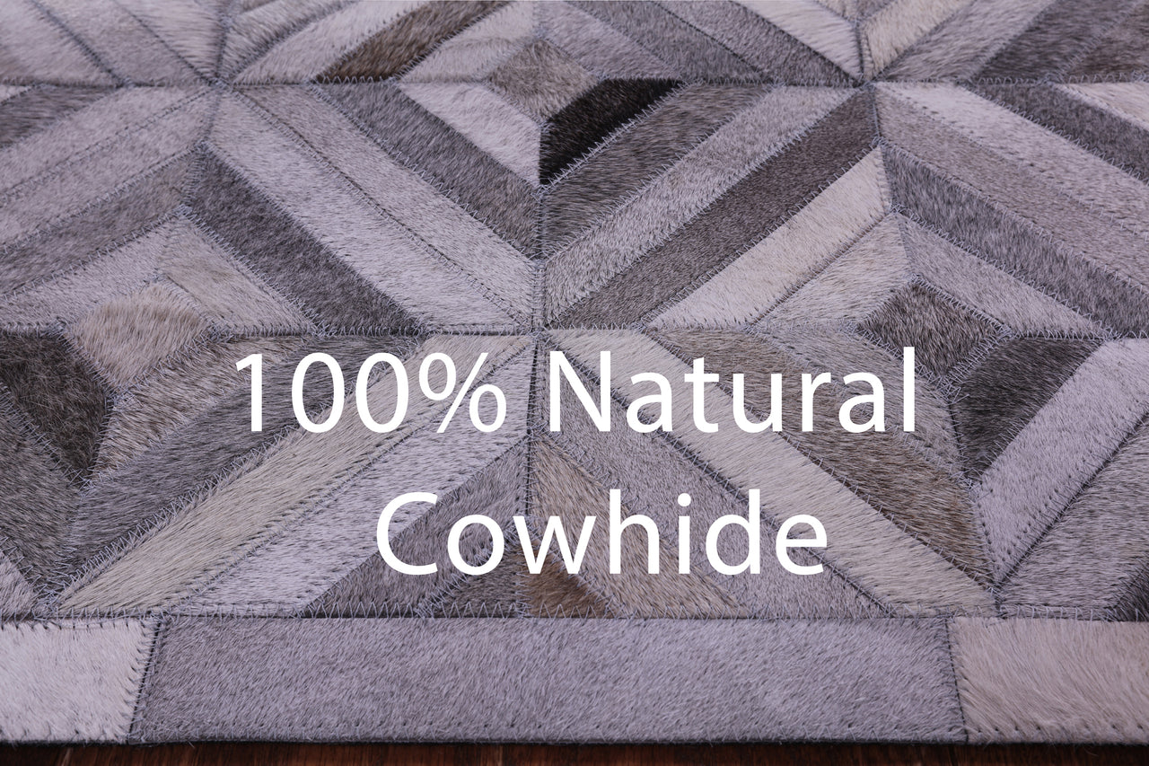 Grey Patchwork Natural Cowhide Rug - 9' 0" x 12' 0"
