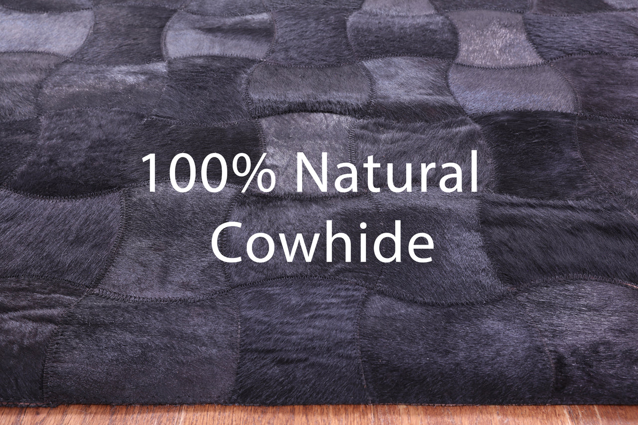 Black Patchwork Natural Cowhide Rug - 9' 0" x 12' 0"