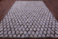Thumbnail for Grey & White Patchwork Natural Cowhide Rug - 9' 0