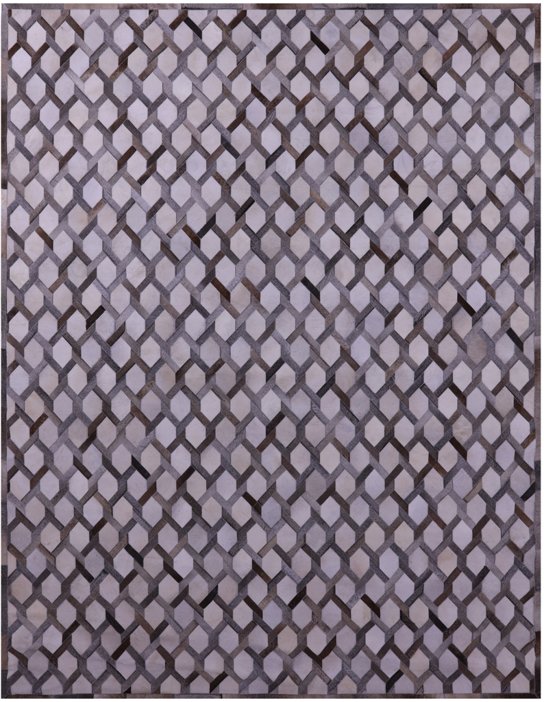 Grey & White Patchwork Natural Cowhide Rug - 9' 0" x 12' 0"