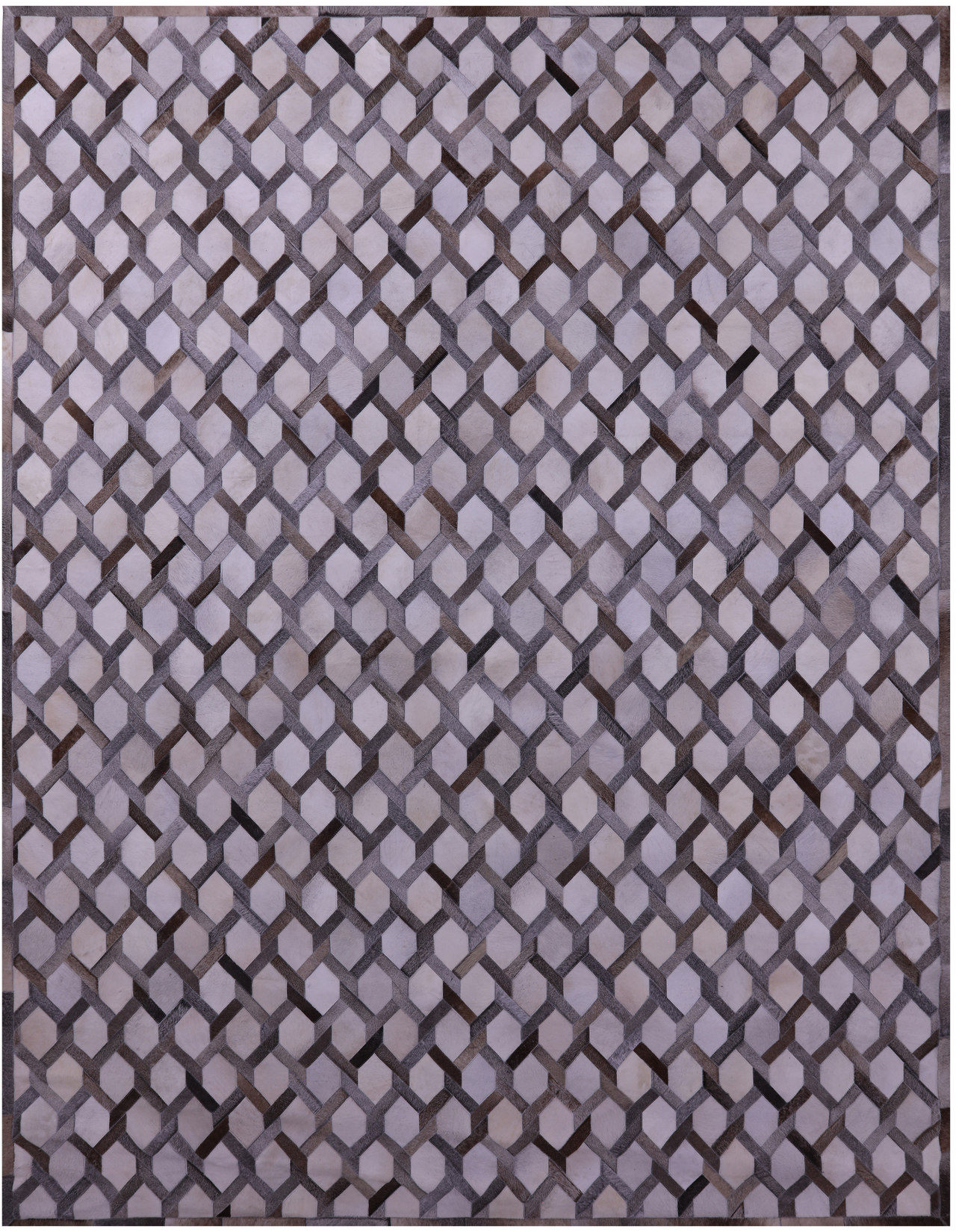 Grey & White Patchwork Natural Cowhide Rug - 9' 0" x 12' 0"