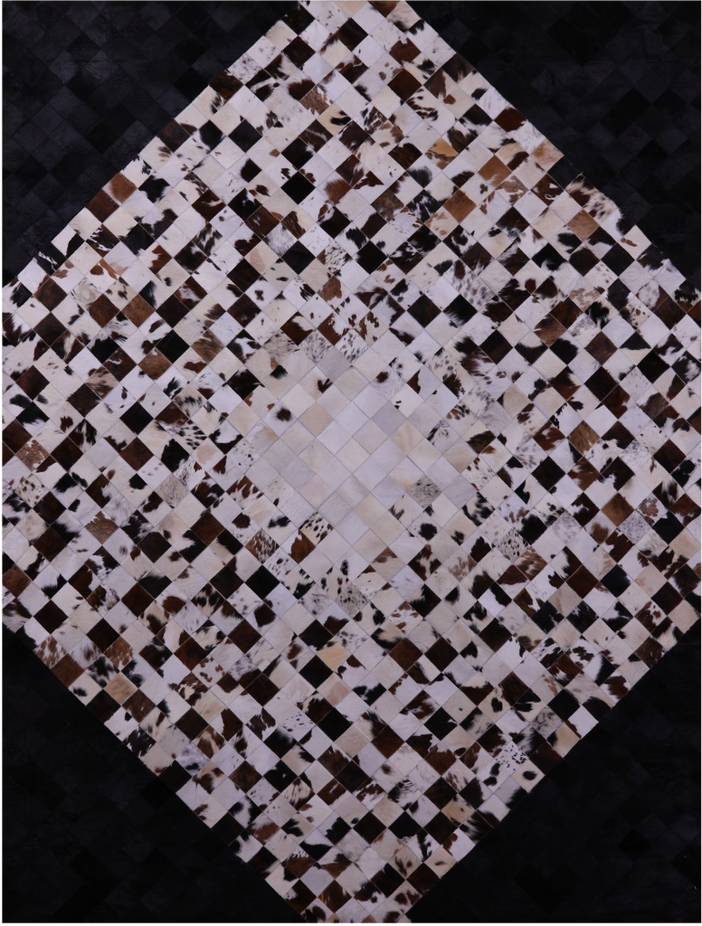 Brown & White & Black Patchwork Natural Cowhide Rug - 9' 0" x 12' 0"