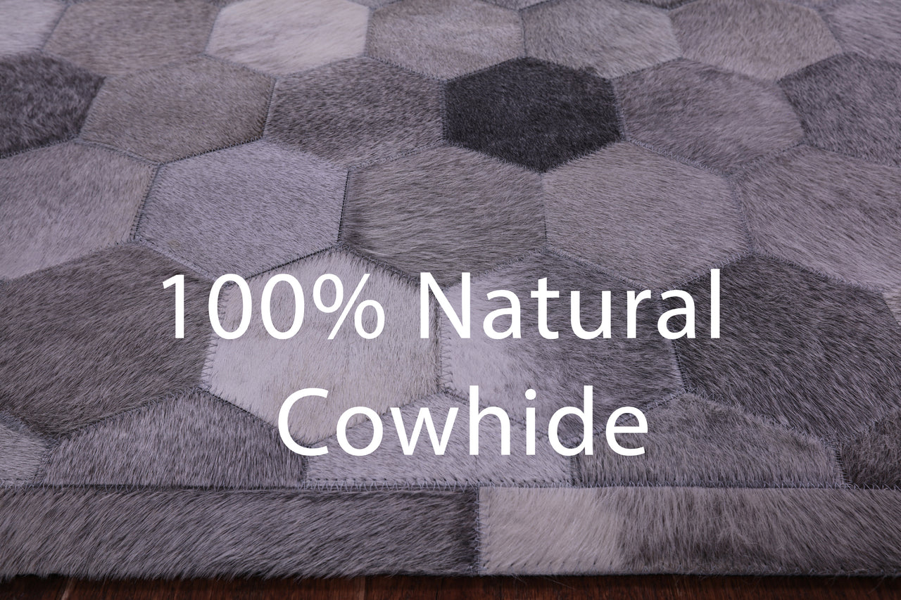 Grey Patchwork Natural Cowhide Rug - 9' 0" x 12' 0"