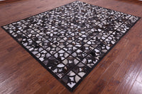 Thumbnail for Brown & White Patchwork Black Natural Cowhide Rug - 8' 0