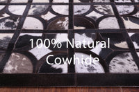 Thumbnail for Brown & White Patchwork Black Natural Cowhide Rug - 8' 0