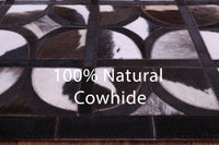 Thumbnail for Brown & White Patchwork Black Natural Cowhide Rug - 6' 0