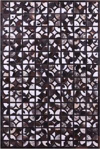 Thumbnail for Brown & White Patchwork Black Natural Cowhide Rug - 6' 0