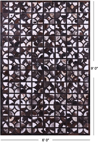 Thumbnail for Brown & White Patchwork Black Natural Cowhide Rug - 6' 0