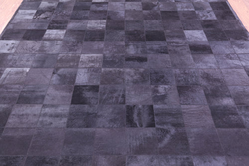 Black Patchwork Natural Cowhide Rug - 8' 0