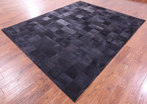 Black Patchwork Natural Cowhide Rug - 8' 0