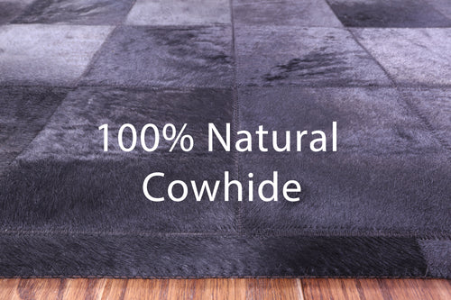 Black Patchwork Natural Cowhide Rug - 8' 0