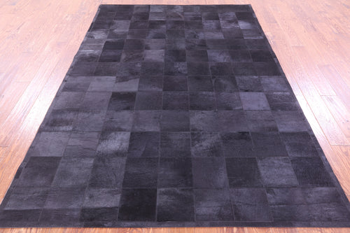 Black Patchwork Natural Cowhide Rug - 6' 0