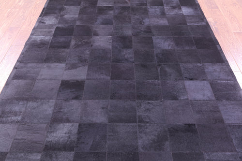 Black Patchwork Natural Cowhide Rug - 6' 0