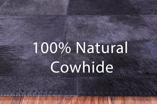 Black Patchwork Natural Cowhide Rug - 6' 0