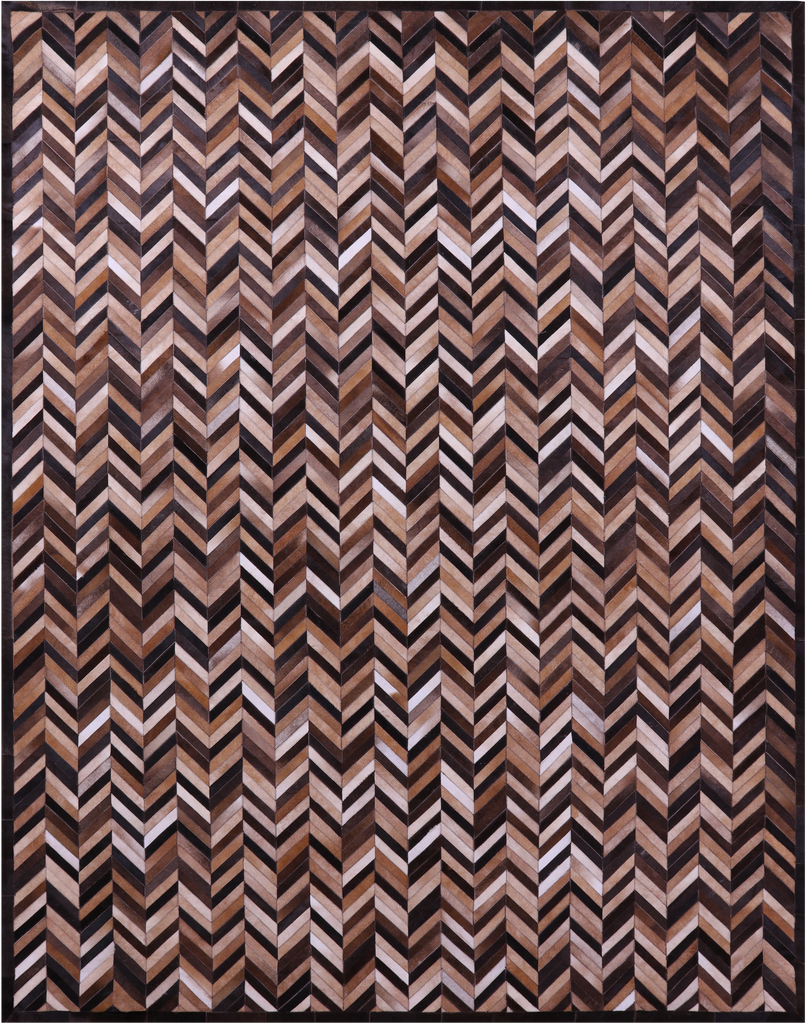 Brown Chevron Patchwork Natural Cowhide Rug - 9' 0" x 12' 0"