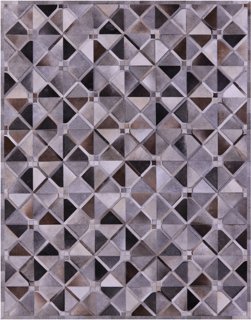 Grey Patchwork Natural Cowhide Rug - 8' 0" x 10' 0"