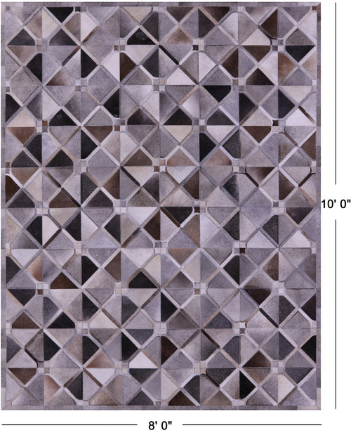 Grey Patchwork Natural Cowhide Rug - 8' 0
