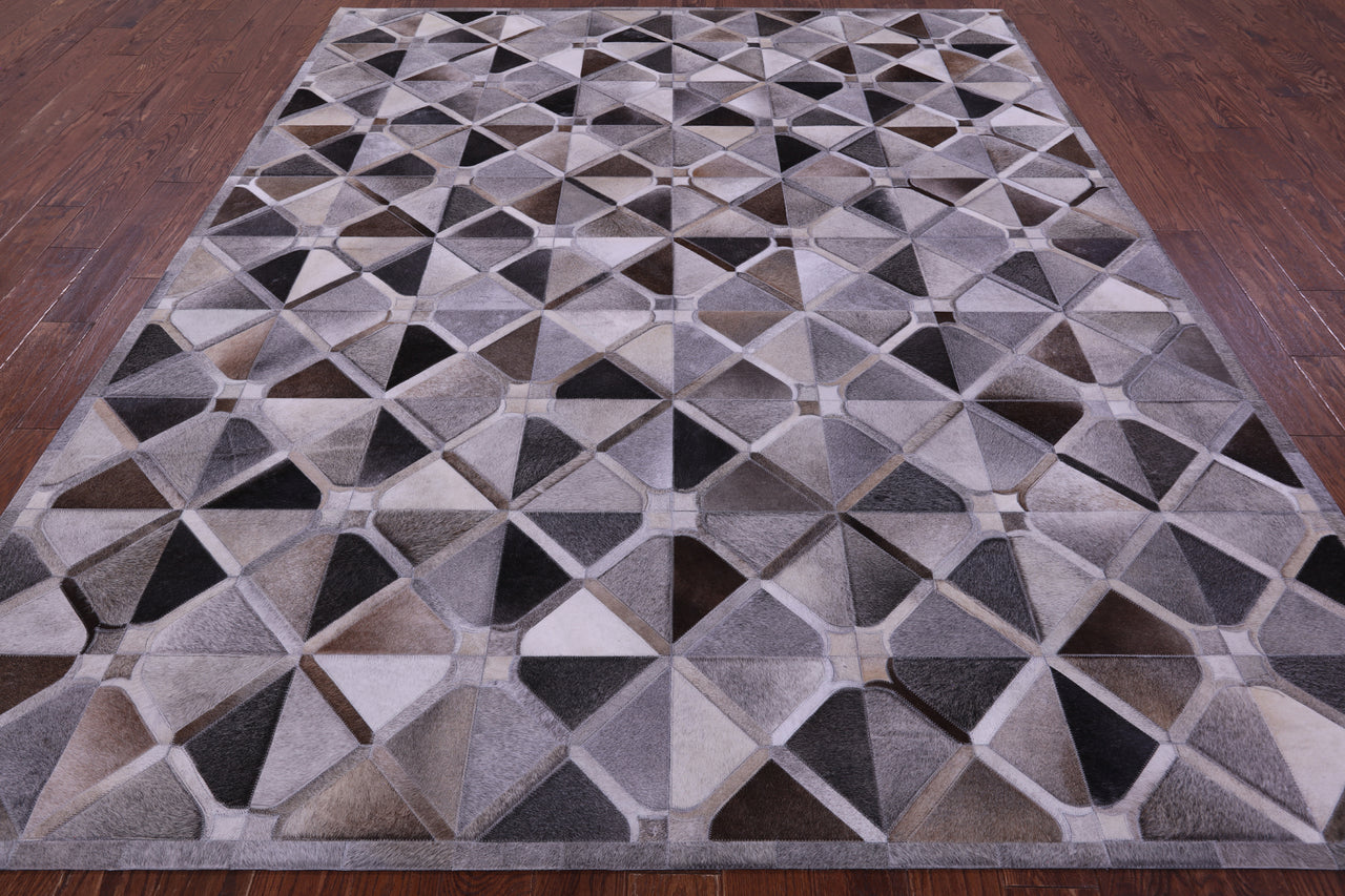Grey Patchwork Natural Cowhide Rug - 8' 0" x 10' 0"