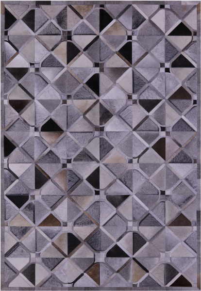 Grey Patchwork Natural Cowhide Rug - 6' 0" x 9' 0"