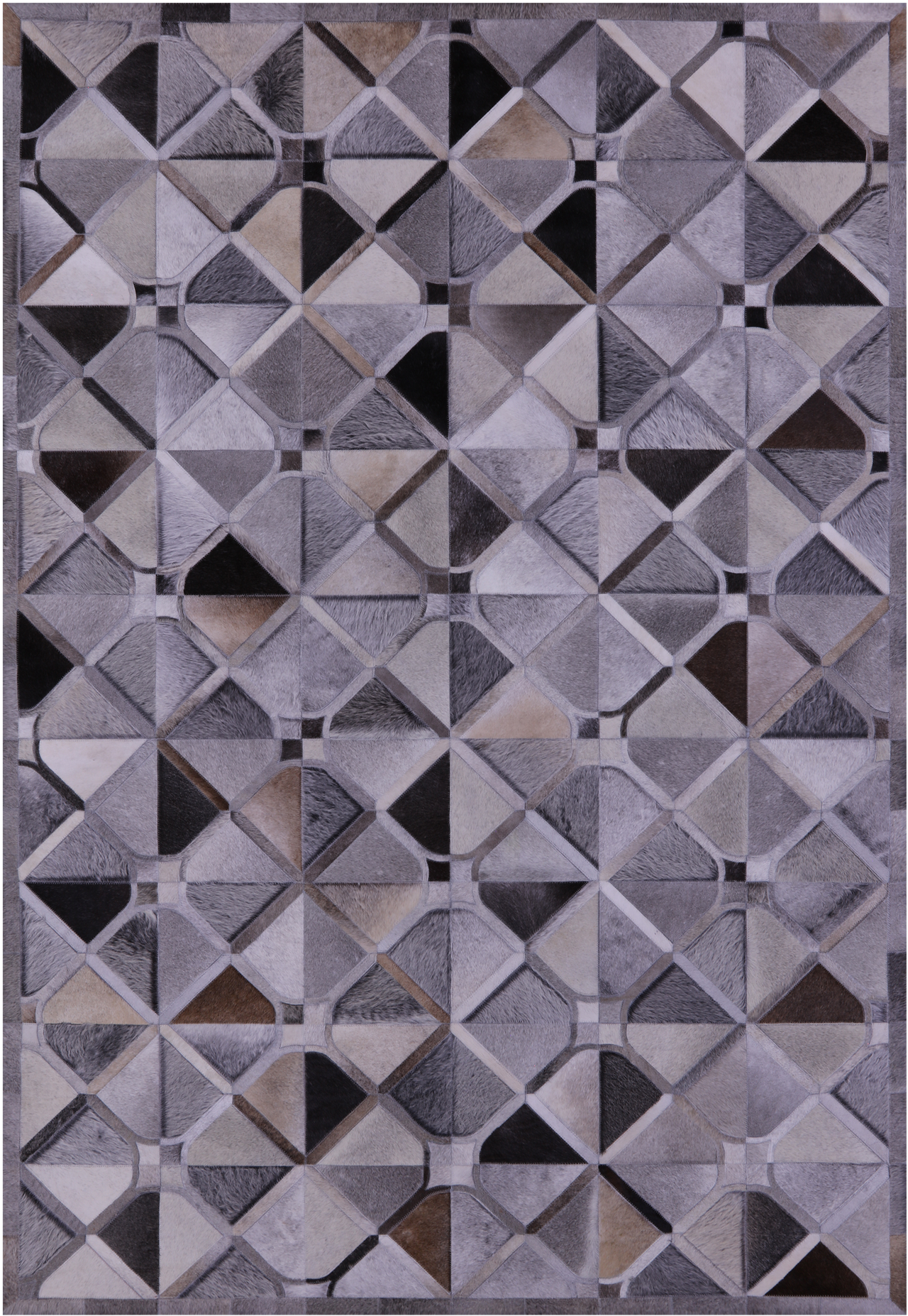 Grey Patchwork Natural Cowhide Rug - 6' 0" x 9' 0"