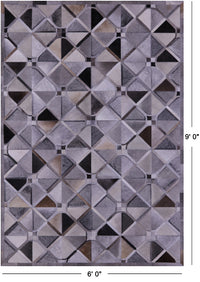 Thumbnail for Grey Patchwork Natural Cowhide Rug - 6' 0