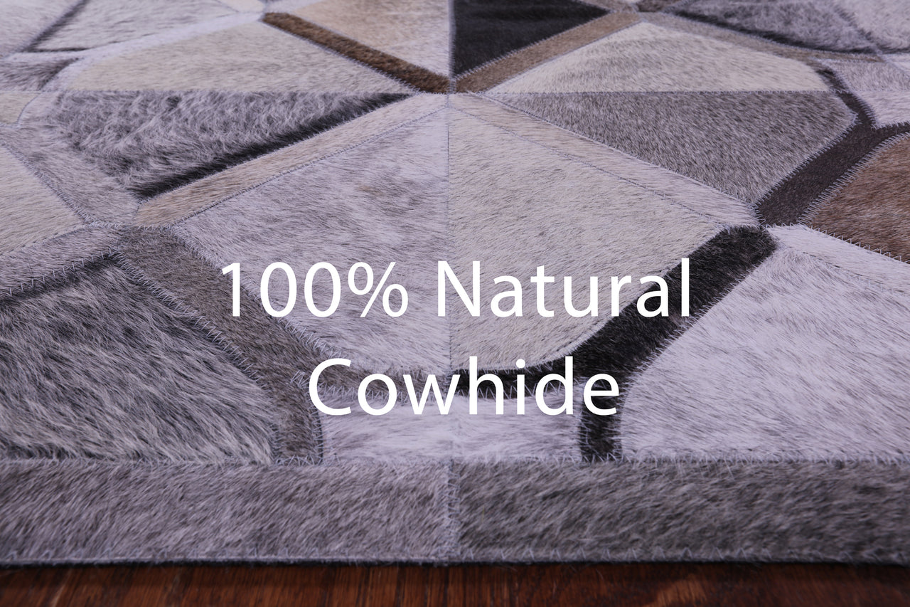 Grey Patchwork Natural Cowhide Rug - 6' 0" x 9' 0"