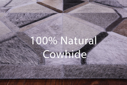 Grey Patchwork Natural Cowhide Rug - 6' 0