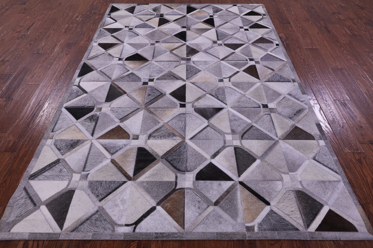 Grey Patchwork Natural Cowhide Rug - 6' 0" x 9' 0"