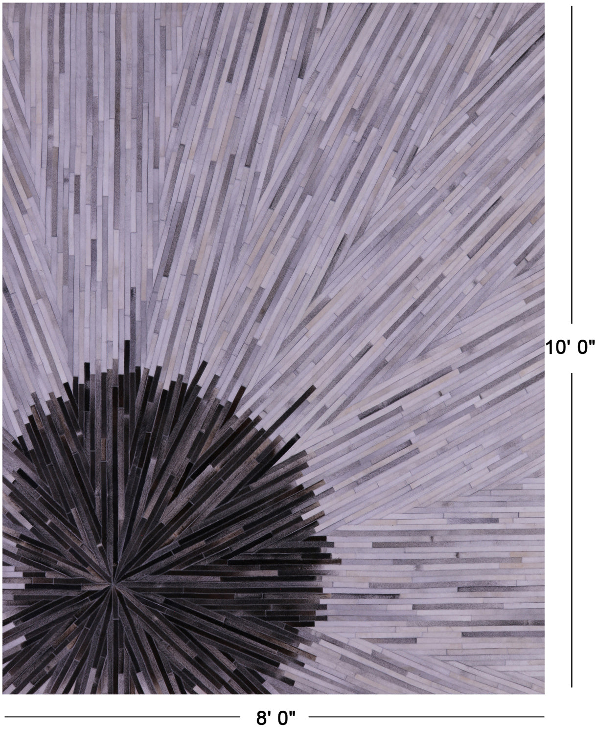 Brown & White Patchwork Natural Cowhide Rug - 8' 0" x 10' 0"