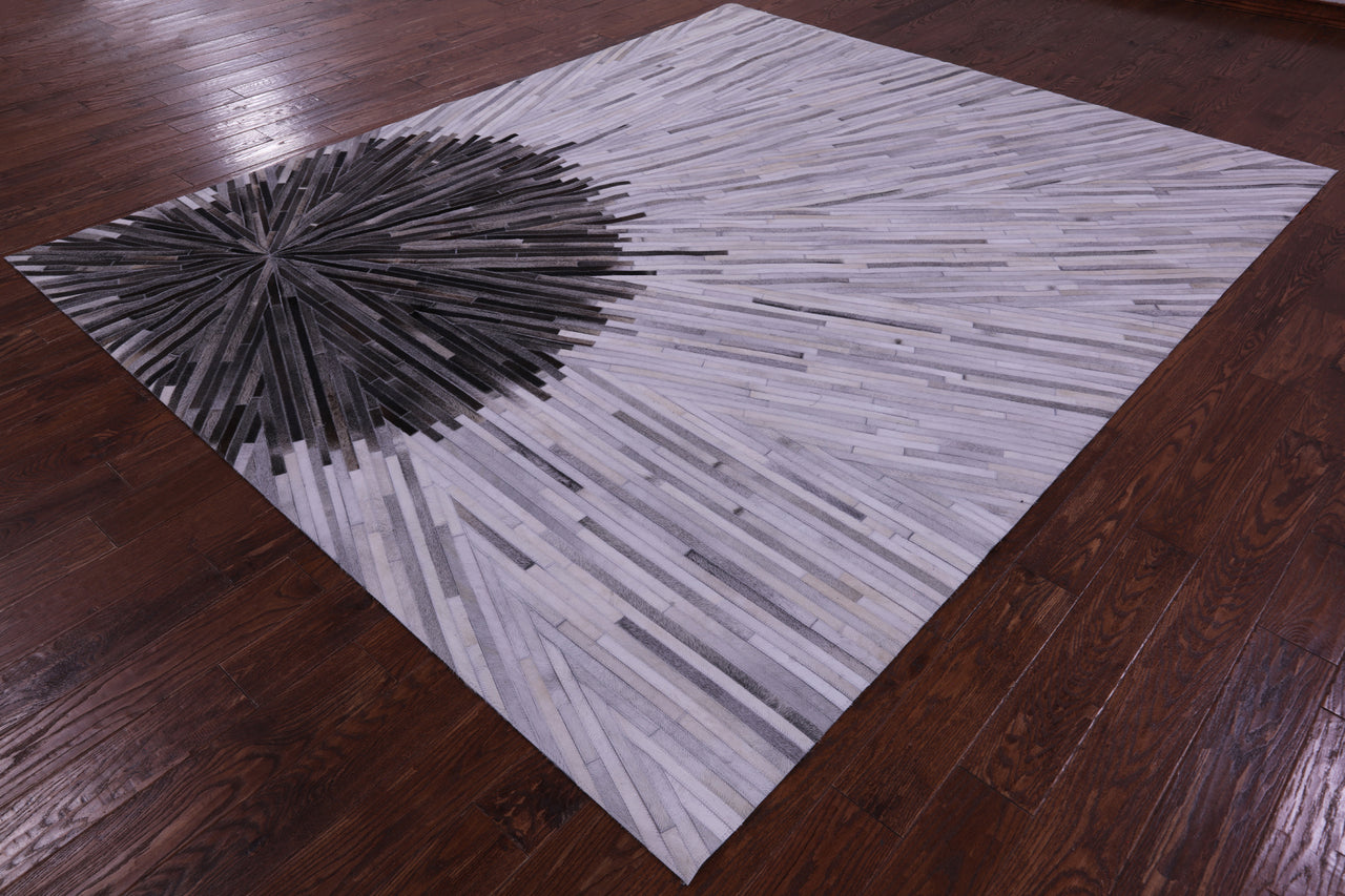 Brown & White Patchwork Natural Cowhide Rug - 8' 0" x 10' 0"