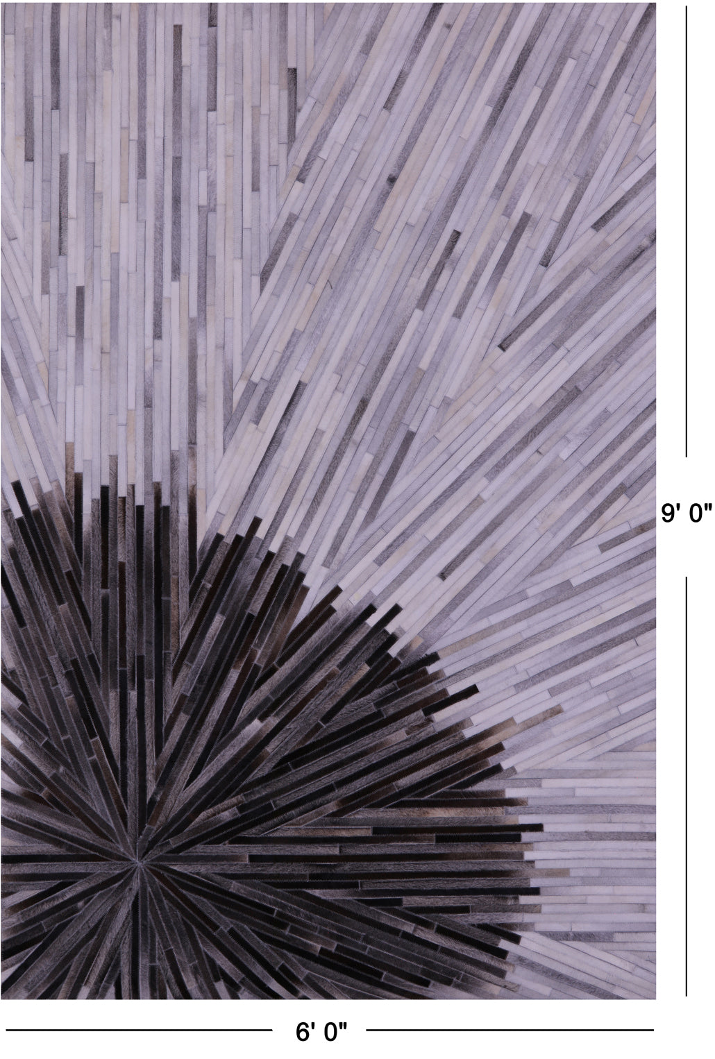 Brown & White Patchwork Natural Cowhide Rug - 6' 0" x 9' 0"