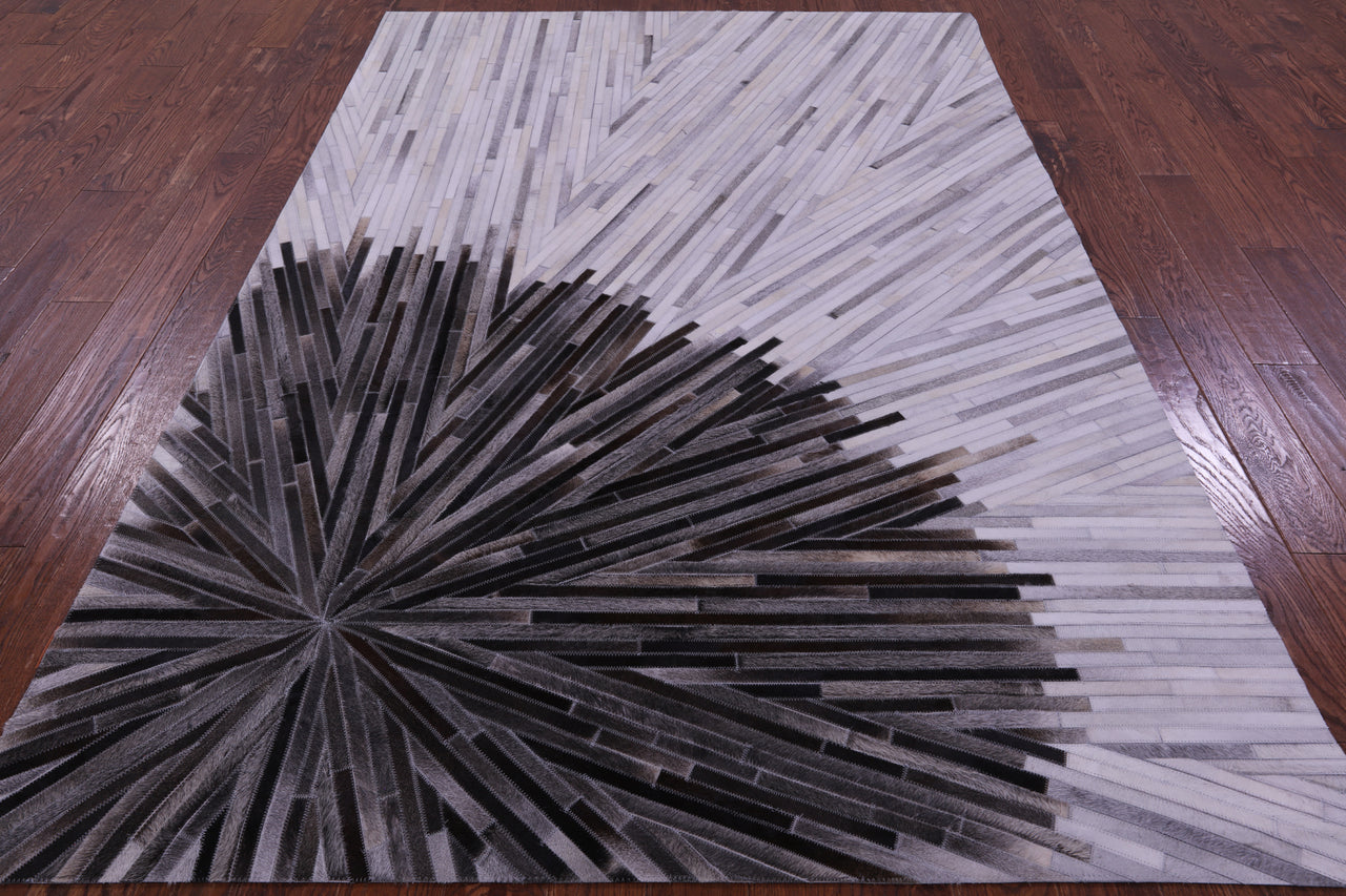 Brown & White Patchwork Natural Cowhide Rug - 6' 0" x 9' 0"