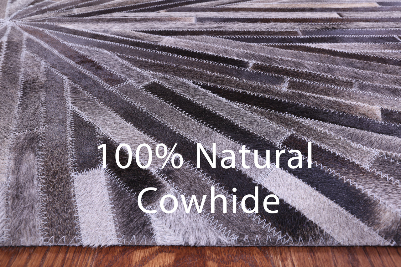 Brown & White Patchwork Natural Cowhide Rug - 6' 0" x 9' 0"