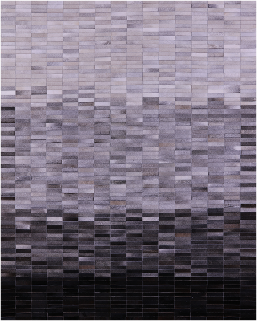 Grey & White Gradient Brickwork Patchwork Black Natural Cowhide Rug - 8' 0