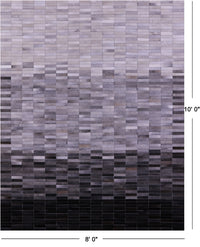 Thumbnail for Grey & White Gradient Brickwork Patchwork Black Natural Cowhide Rug - 8' 0